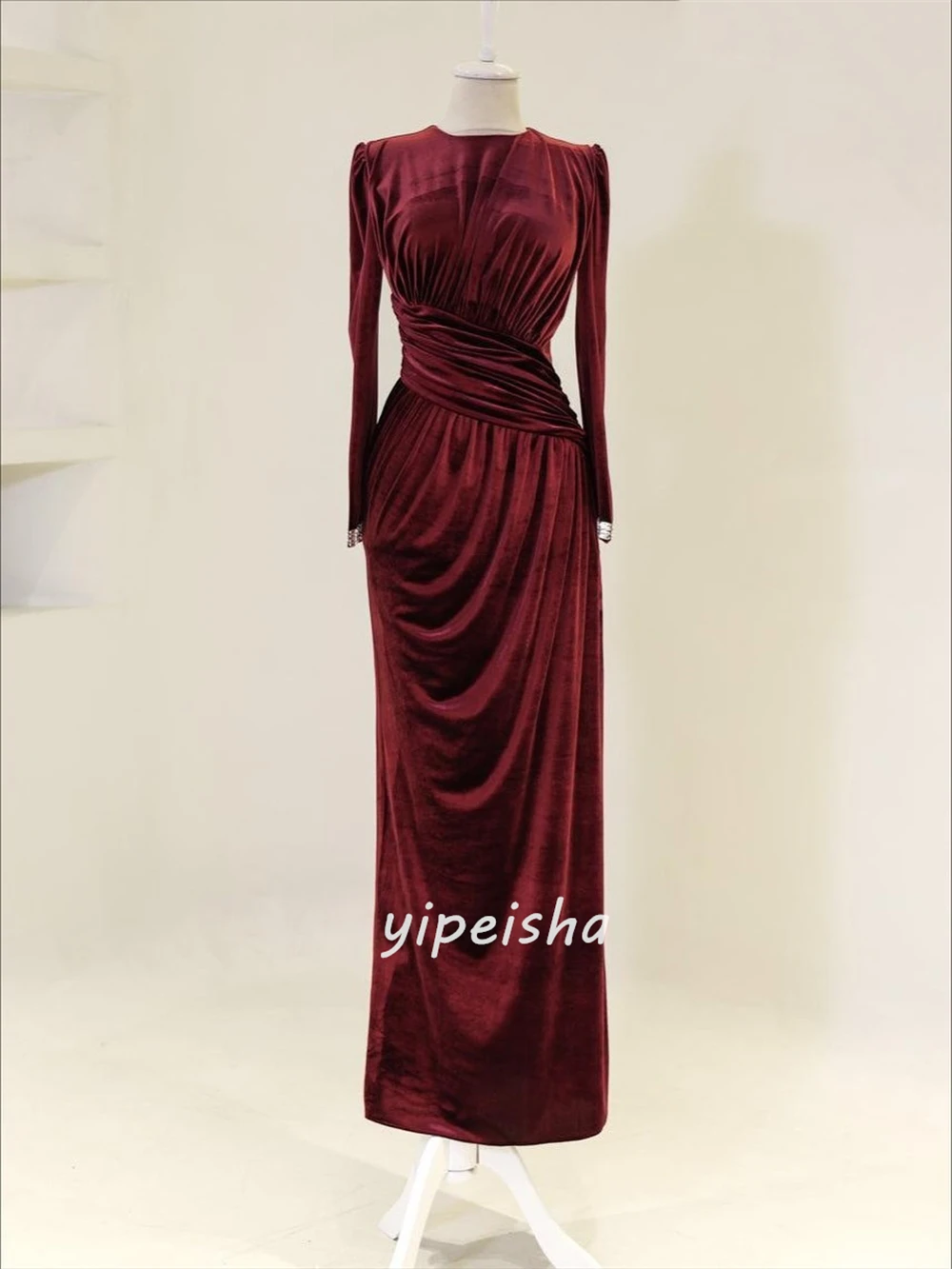 Sukienki na zamówienie wysokiej jakości, modne, z dżetami, plisowane, o prostym kroju, z dekoltem okrągłym, długie, sukienki na specjalne okazje, dostępne rozmiary, styl retro.