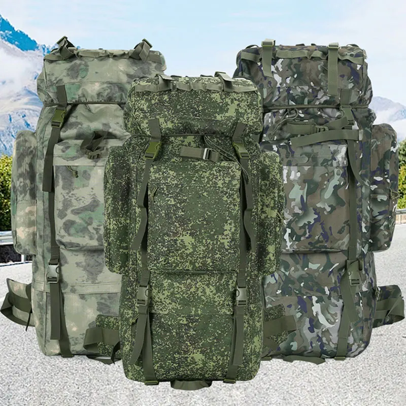 Outdoor 100L Camouflage Hiking Backpack Waterproof Tactical Mountaineering Bag Large Capacity Rucksack Russian CAMO AVA213