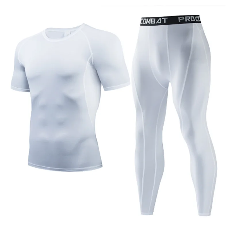 Stretch dry clothes, sweat-absorbing running fitness suit, breathable drainage wet wear tights men