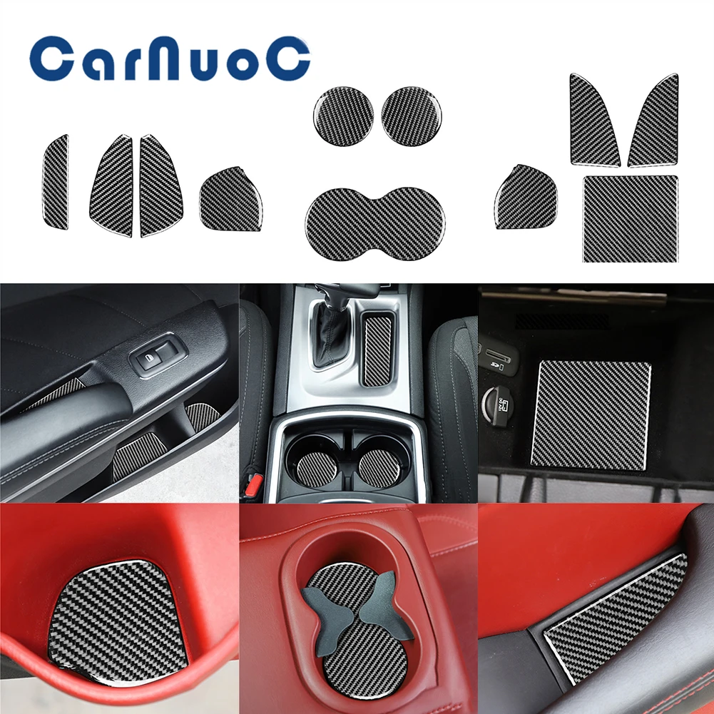 

11pcs/set Car Internal Various Groove Trim Accessories For Dodge Challenger 2015-2021 Carbon Fiber Interior Cover Stickers