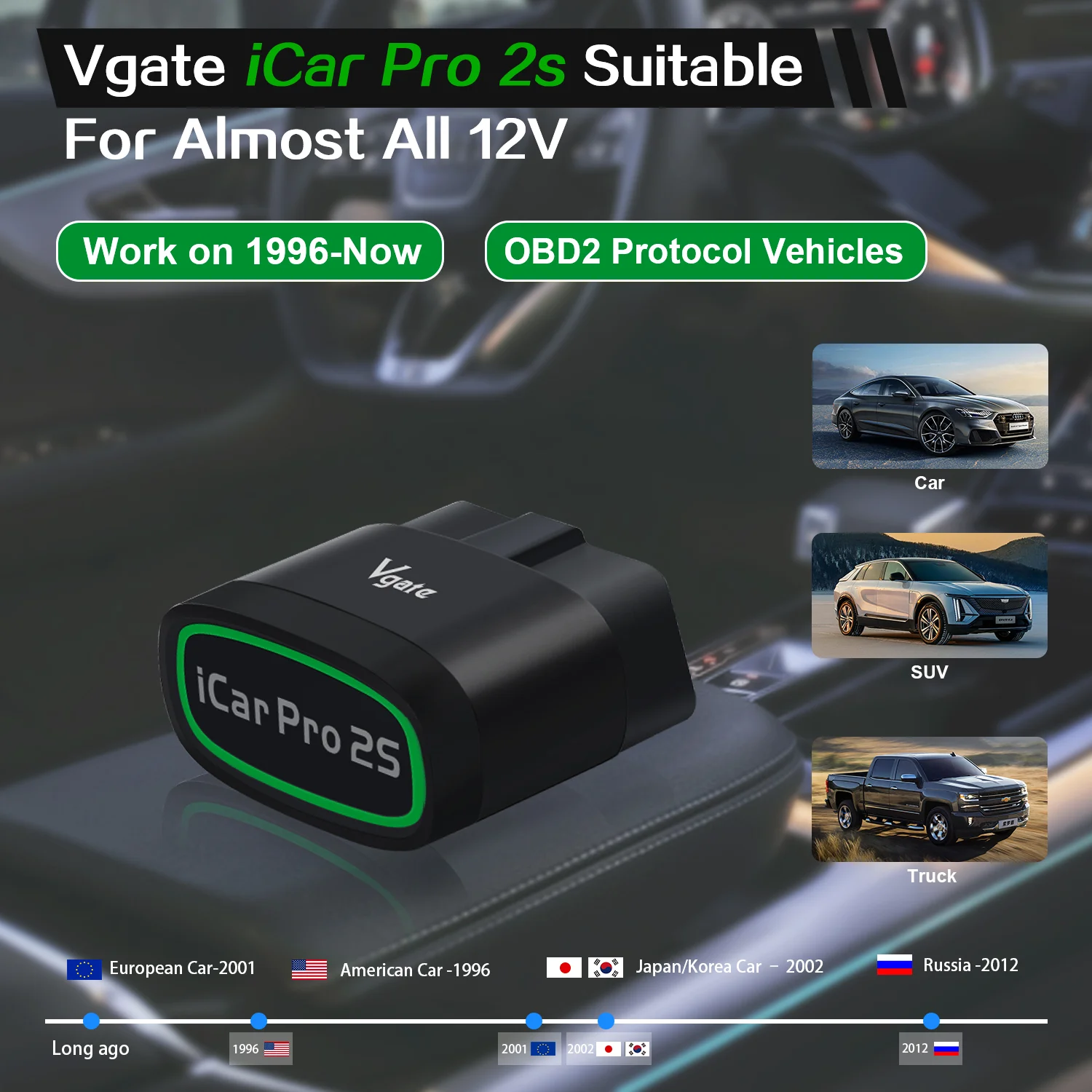 Vgate ICar Pro 2S Bluetooth 5.2 OBD2 Car Scan Tool for iOS Android Windows ELM327 Bluetooth V2.3 Car OBD Diagnostic Scanner