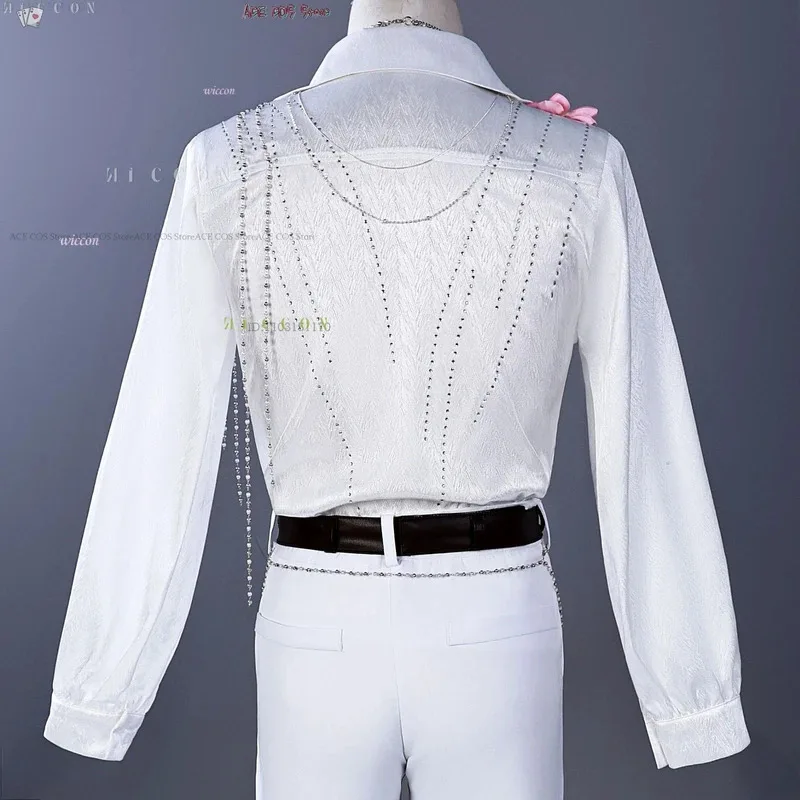 

New Caleb cosplay de mujer Anime Blouse Spring and Flower Outfit Top Game Love And Deepspace Wig Xia Yizhou Mens White Suit 2025