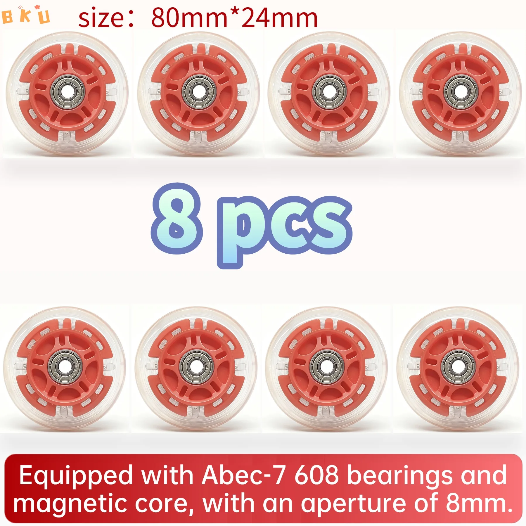 Roues de patins à roulettes en PU lumineuses LED de 80mm, 8 pièces, roues lumineuses Flash à une rangée pour Scooters et vélos pour enfants