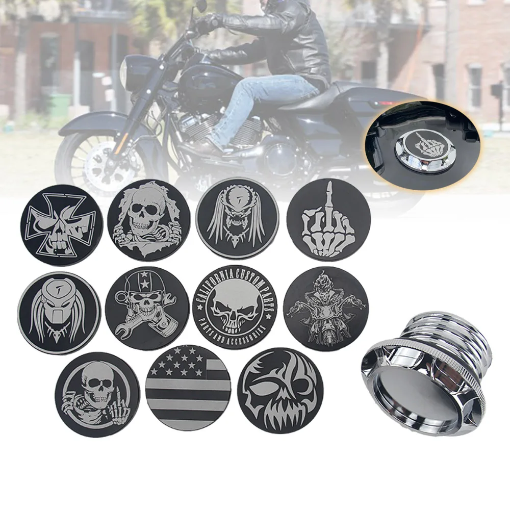 

Motorcycle Skull Fuel Gas Tank Decorative Oil Cap For Harley Davidson Sportster XL 1200 883 X48 Dyna Softail Touring FLHR Silver