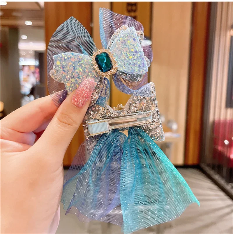 Charmsmic Frozen Wonderland Hair Clips For Young Girls Tulle Net Lovely Princess Hairgrips Hairpins Hair Accessories