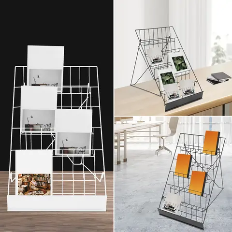 6-Tier Desktop Magazine Storage Rack, Wired Counter Rack, Desktop Book, Comic Book, Book Fair Display Rack