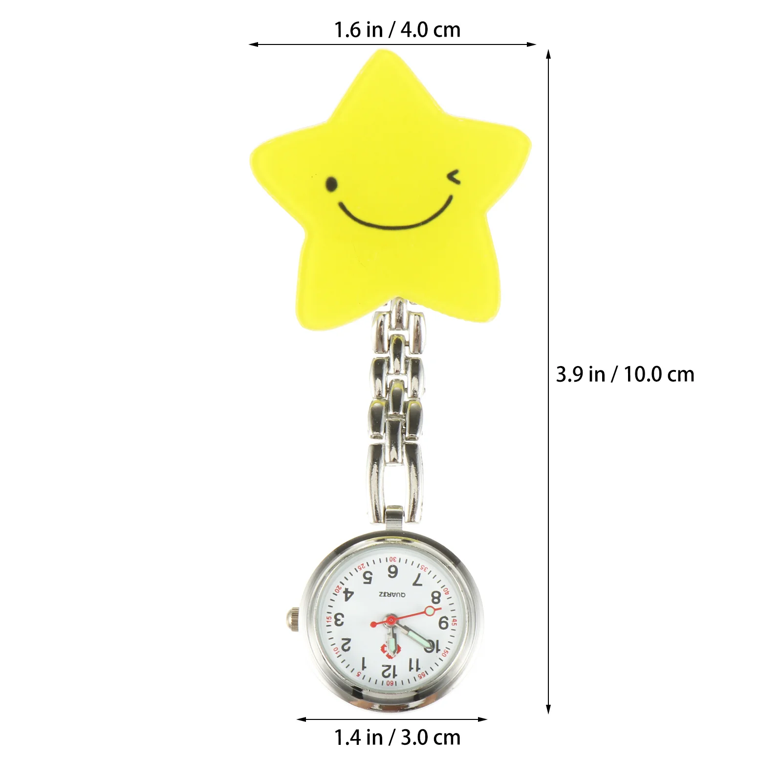 BESTYASH Quartz Pocket Watch for Nurses Vintage Style Fob Chain Waistcoat Digital Watch Women Yellow Alloy Case Clip On