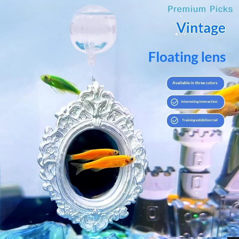 portableInteractive Betta Training Mirror with Retro Mini Engraving for Playful Fish Engagement