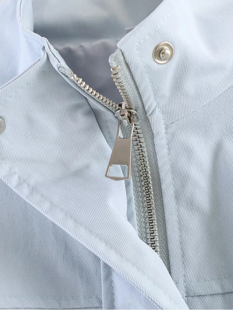 TFMLN Women High Neck Drawstring Jacket Long Sleeve Cropped Coat 2026 Spring Casual Outerwear Versatile Minimalist Female Coat - view 5