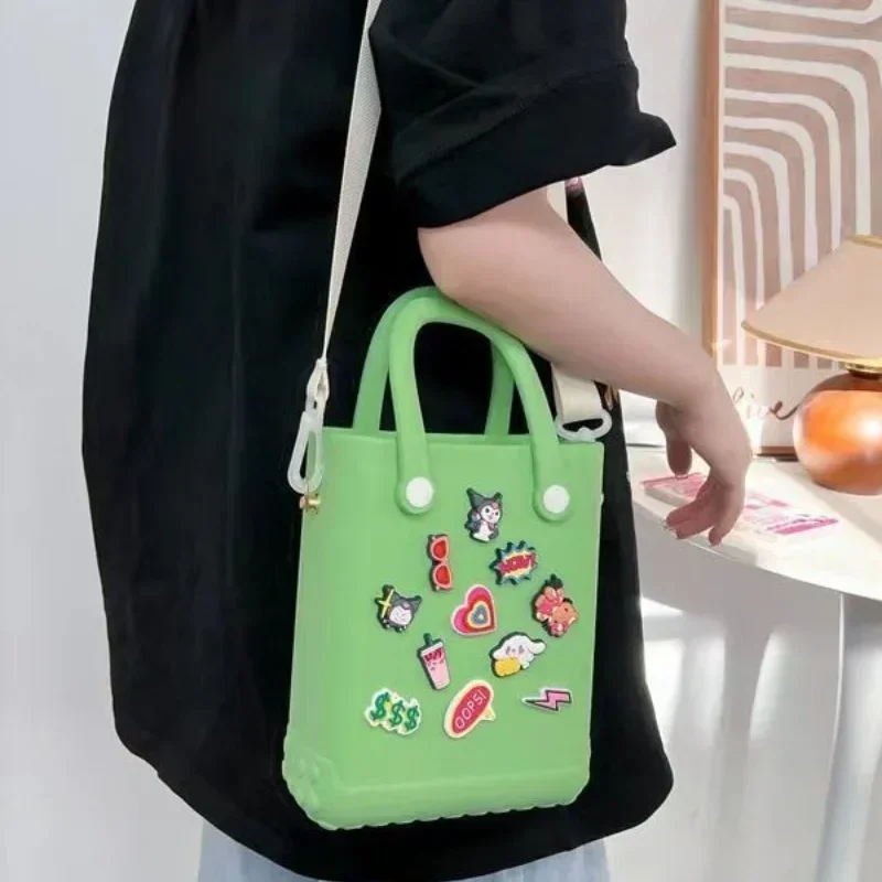 Jelly Beach Charm Bag EVA Rubber Waterproof Summer Travel Shoulder Handbags Crossbody Messenger Cartoon Jibz Women Kid Tote Bag