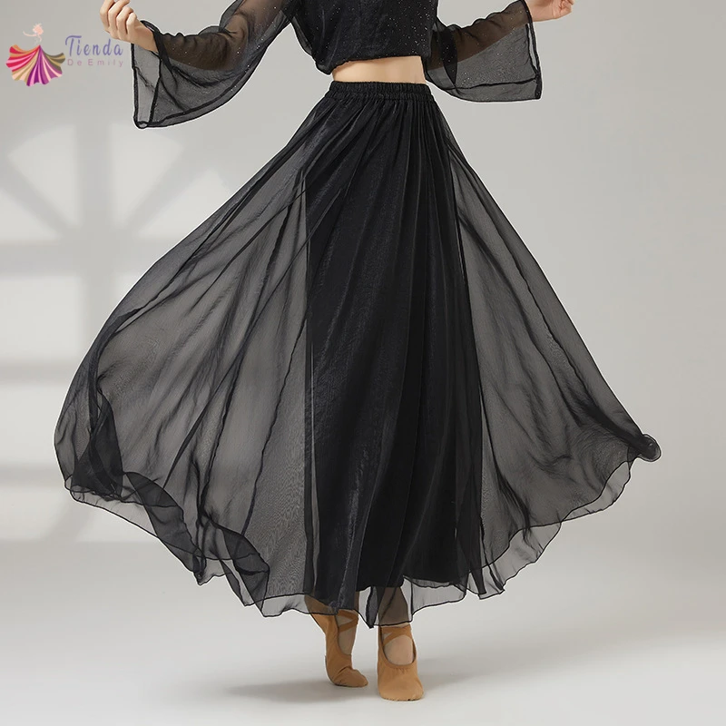 

Юбка-брюки женские классические танцевальные широкие брюки струящиеся свободные двухслойные современные сценические костюмы сказочная танцевальная одежда