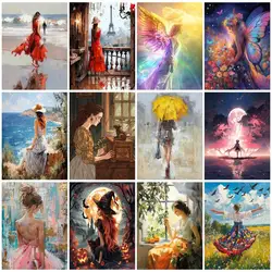 GATYZTORY-Painting By Numbers Oil,Elegant girl figure,Art Supplies,Digital,Color Markers,Watercolor,Paint Brushes,Handmade,Kits
