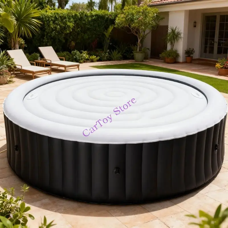 عززت غطاء حوض سباحة قابل للنفخ ل 4.75ft أحواض استحمام ساخنة مستديرة الاحتفاظ بالحرارة في الهواء الطلق سبا ملحق مع تصميم مقبض #2