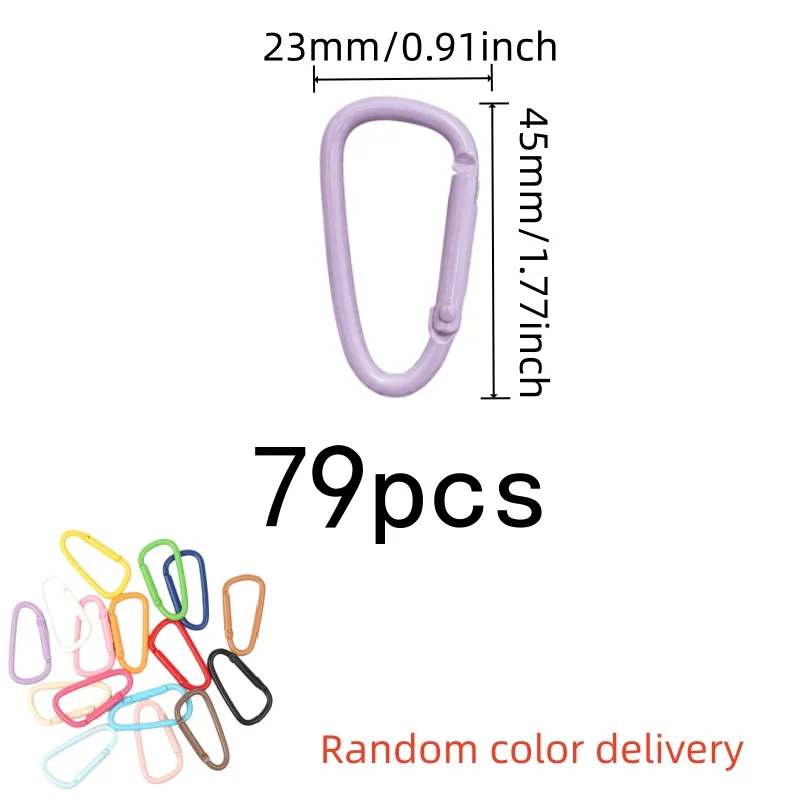 79 pcs Macaron D-Ring Clips with Random Macaron Colors, ideal for Backpack Keychain Hanging and Outdoor Item Securing