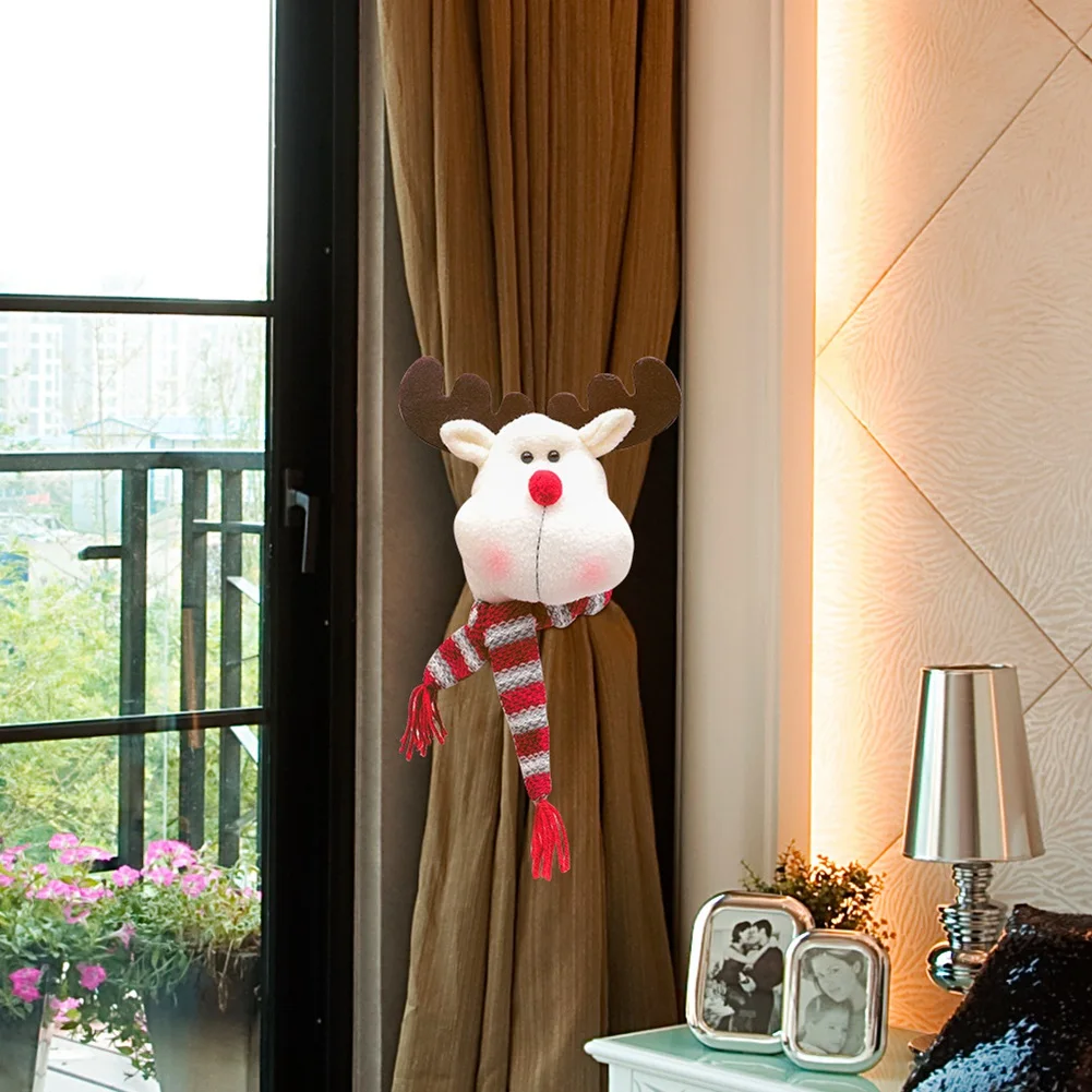 Christmas Window Curtain Tiebacks Decorations Cute Elf Doll Hook for Home Holiday Xmas Accesorios Decor Curtain A