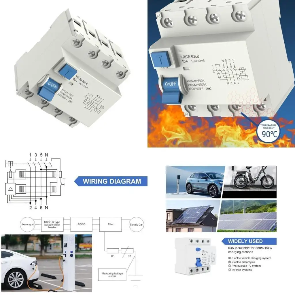 

652F Электронный выключатель схемы остаточного тока 4p 63a 30ma Тип А. Ток -ток замены устройства Замена безопасности.