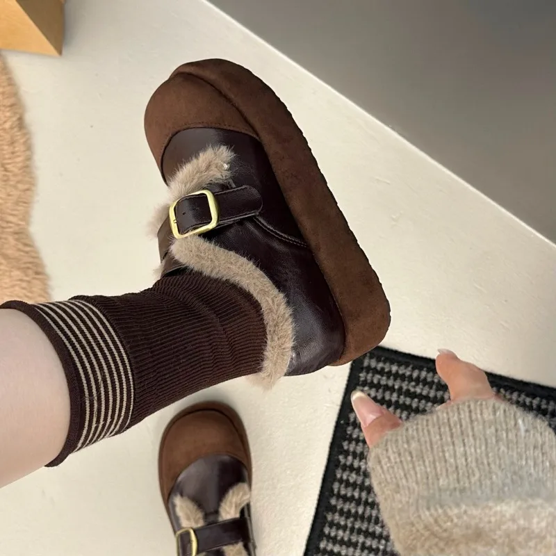 الدافئة القطن النساء منصة الشقق متعطل موجزة فستان الحفلات أحذية الخريف الشتاء السيدات الراحة الانزلاق على أحذية مبطنة بالصوف