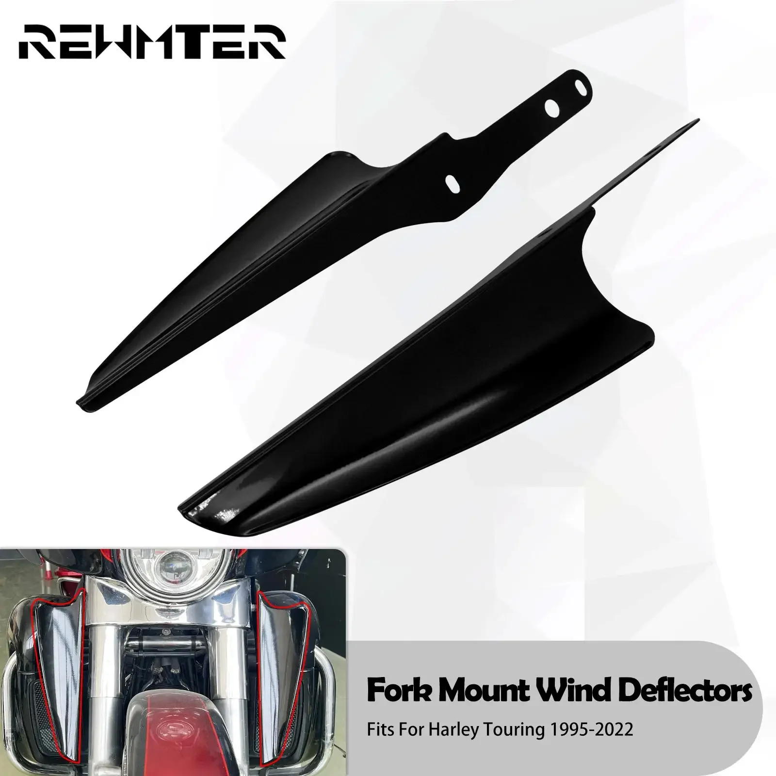 

Motorcycle Fork Front Wind Baffle Windshield Deflector Trim Black For Harley Touring Road King FLHR 1995-Up Street Electra Glide