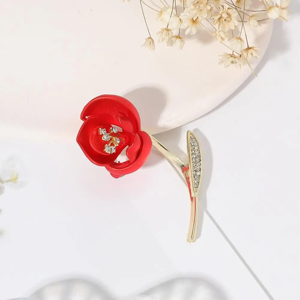 Lady Brooch Rose Shape Rhinestone Decor Coat Lapel Hat Scarf Decoration Clothes Pin Party Prom Bride Wedding Garment Jewelry