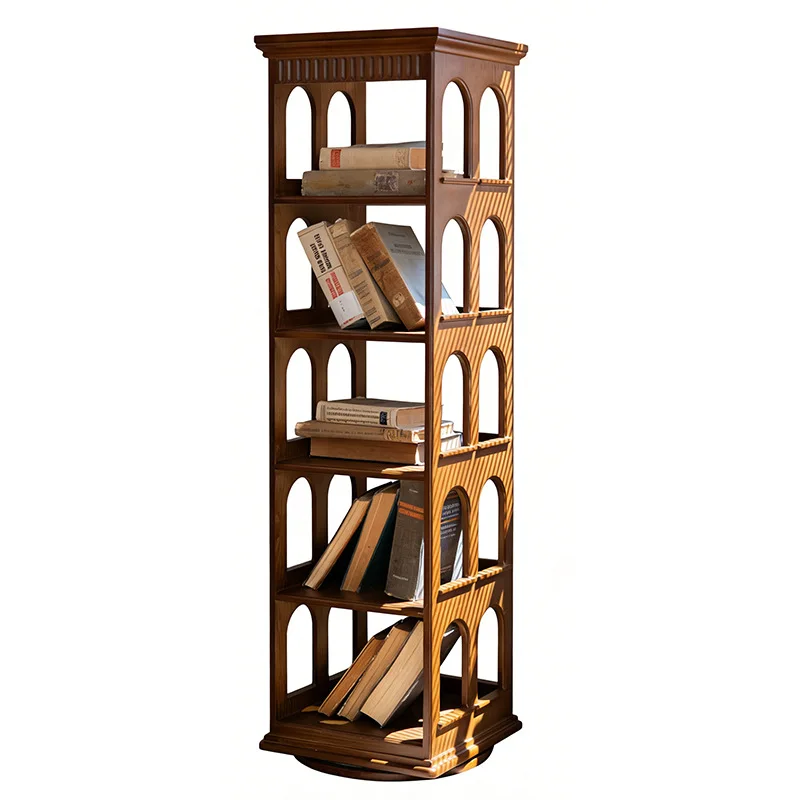 

CX floor-to-ceiling solid wood, living room shelf figure display shelf, retro medium and ancient style
