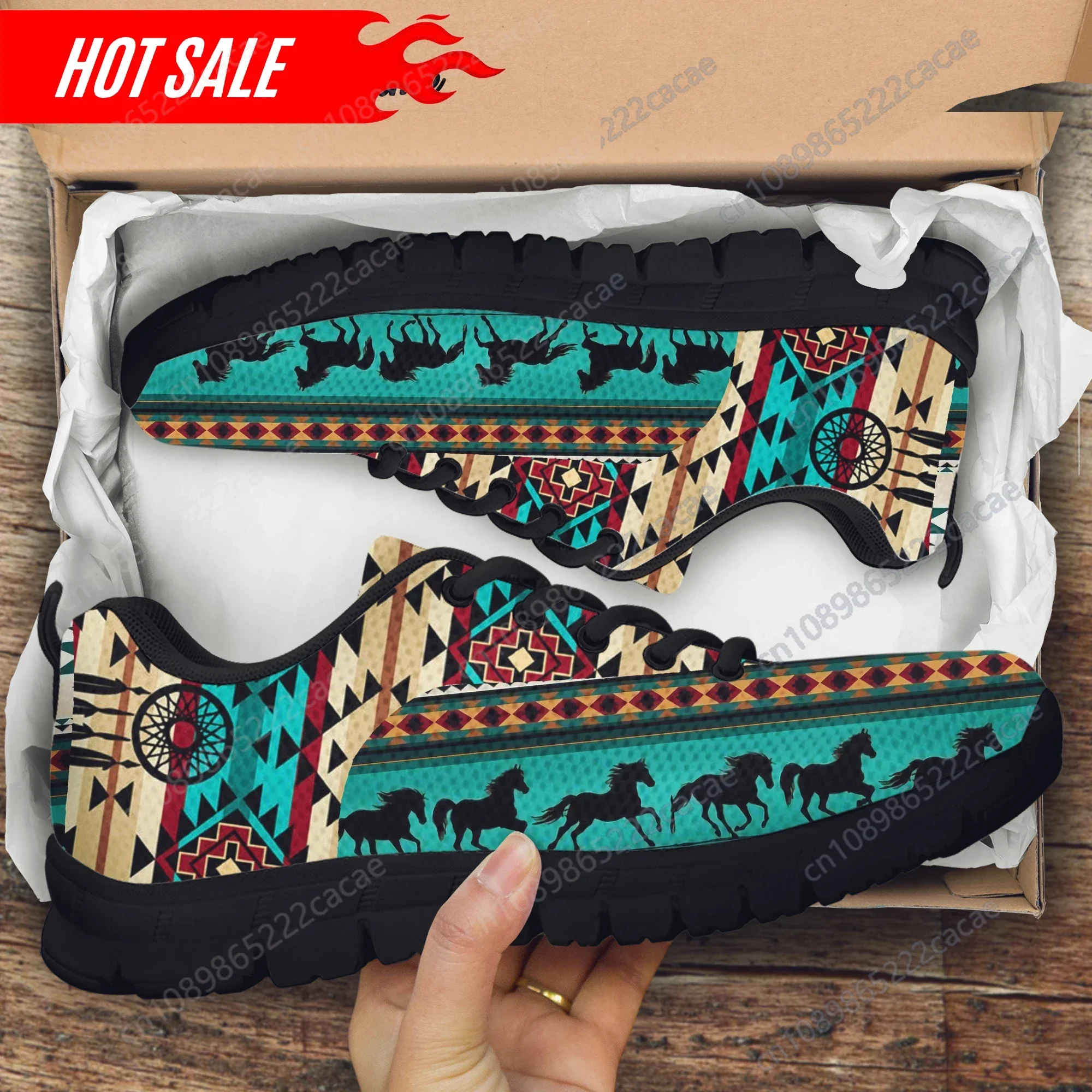 

Casual Women's Sneakers Tribal Aztec Pattern Flat Shoes Non-Slip Casual Lightweight Lace-up Tennis Zapatillas Mujer