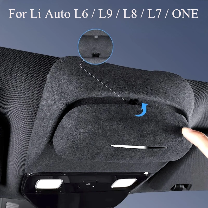 

For Li Auto L6 / L9 / L8 / L7 / ONE Roof-Mounted Sunglasses Clip Holder Suede Sunglasses Storage Box Car Accessories