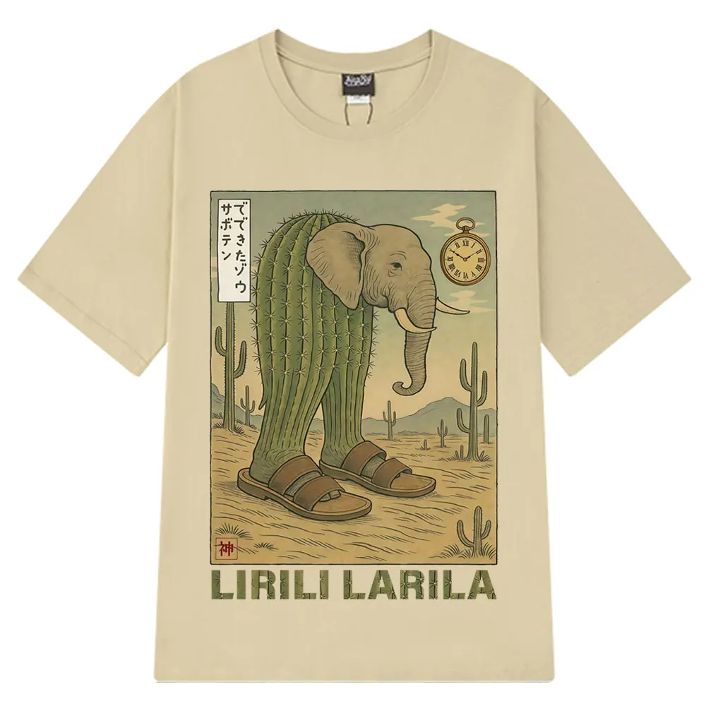 

Lirili Larila Brainrot T-Shirt Italian Elephant Meme Tee Funny Aesthetic Gift Summer Loose Casual 100% Cotton Man Woman T-shirts