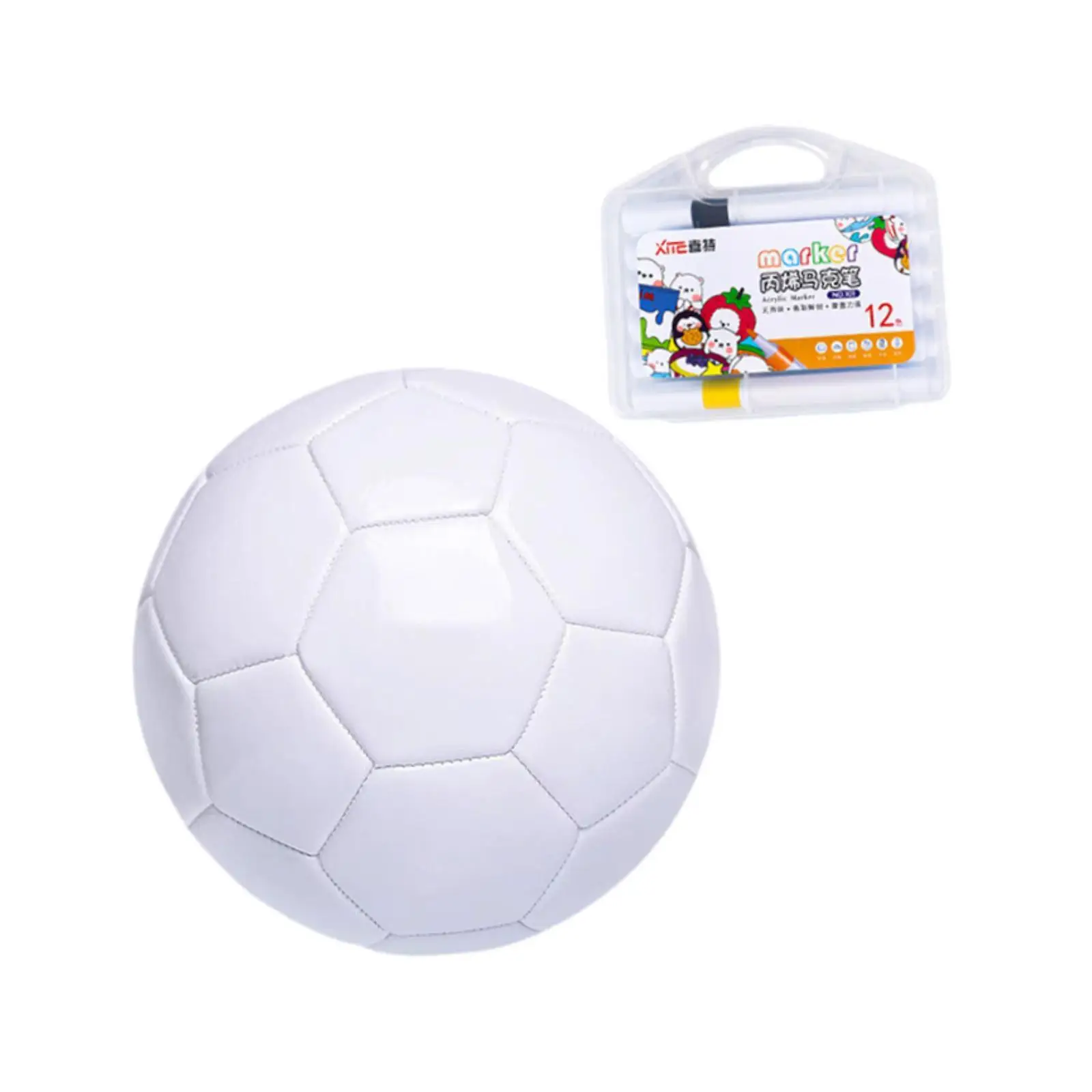 

Painting White Soccer Ball Standard DIY Sturdy Futsal Paint Your Soccer Ball Football Ball for Boy and Girl Parents Party Gift