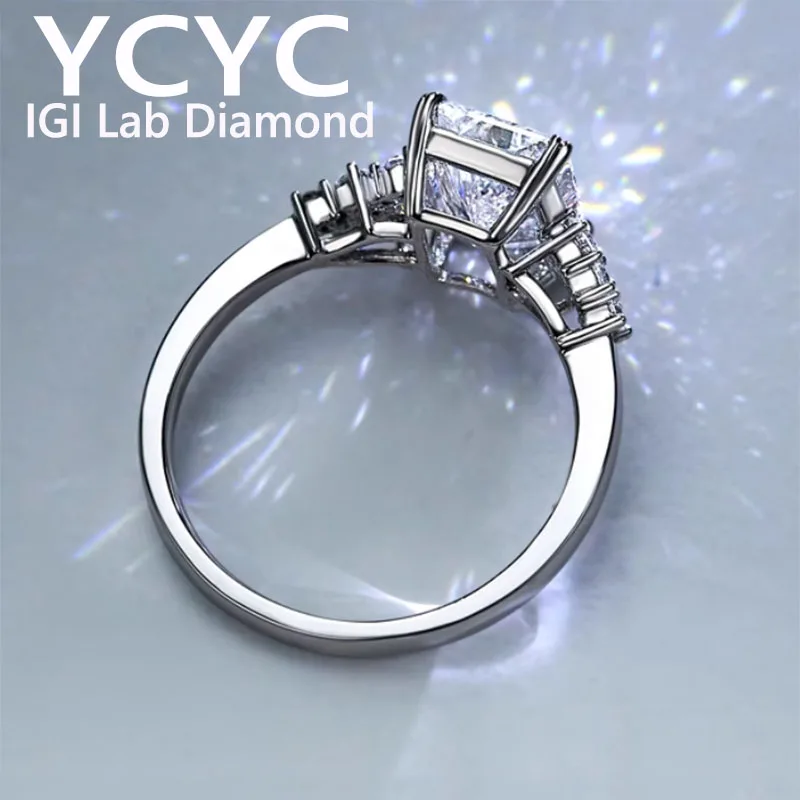 factory sell Platinum Pt950 Gold 5Ct IGI Lab Grown Diamond Ring Radiant Cut Diamond CVD HPHT DEF VS-VVS Wedding&engagement Rin