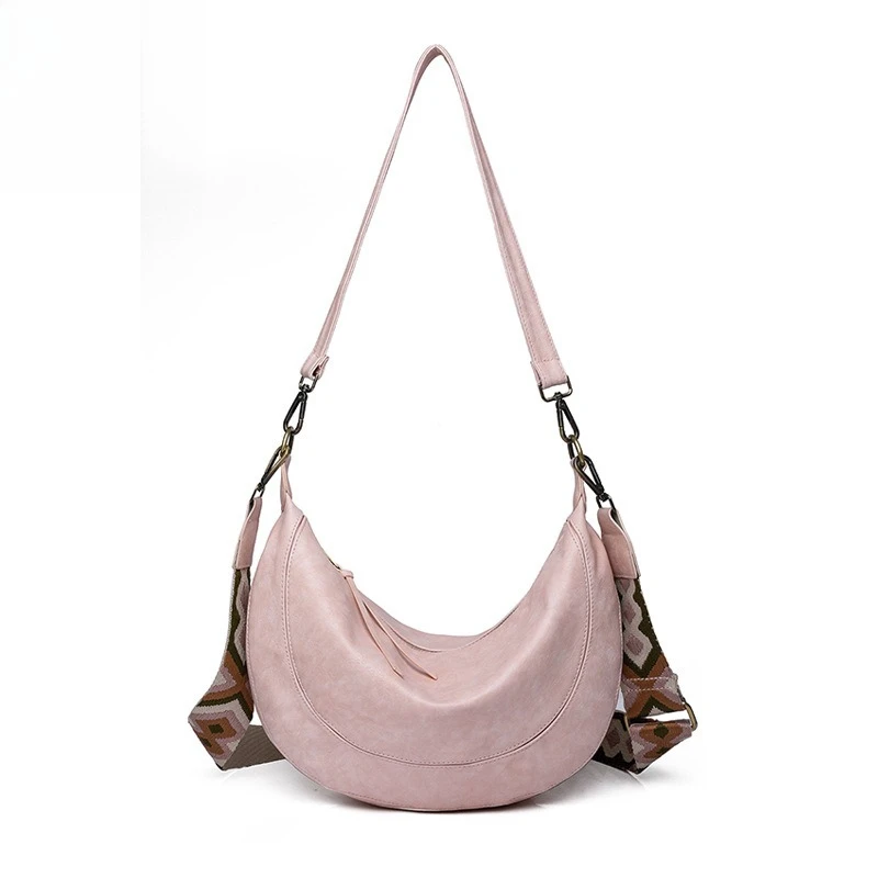 

Large Capacity Women's Crossbody Bag Soft PU Leather Fashion High-End Luxury Single-Shoulder Crescent Bag for Daily Commuting