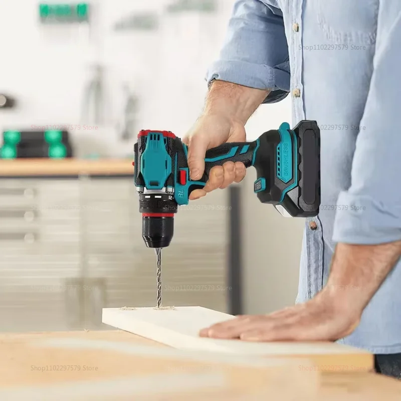 Taladro eléctrico inalámbrico sin escobillas, destornillador de mandril de Metal de 2 velocidades, proyectos de bricolaje para el hogar, Compatible con batería Makita de 18V sin pastilla