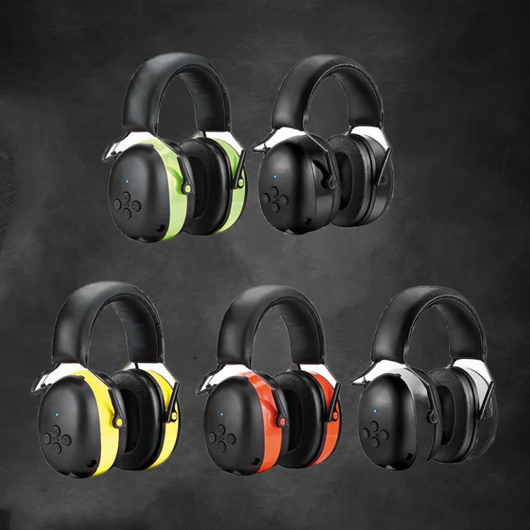 غطاء للأذنين آمن قابل للطي ومضاد للحد من الضوضاء مع غطاء للأذنين مزود بتقنية البلوتوث وخاصية إلغاء الضوضاء وعصابة رأس من الفولاذ المقاوم للصوت #6