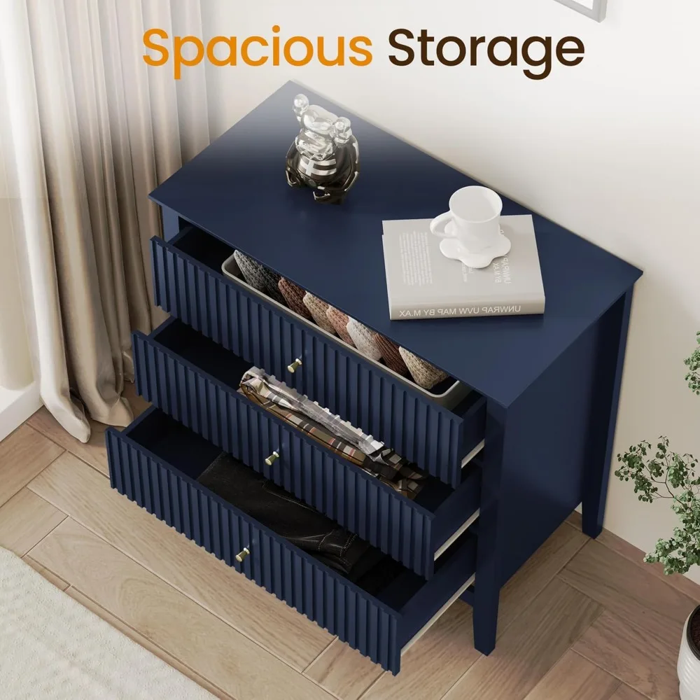 مجموعة منضدة واسعة 32 بوصة مكونة من 2، منضدة زرقاء كبيرة مع 3 أدراج، طاولة نهاية حديثة، طاولة بجانب الطاولة للمنزل و #1