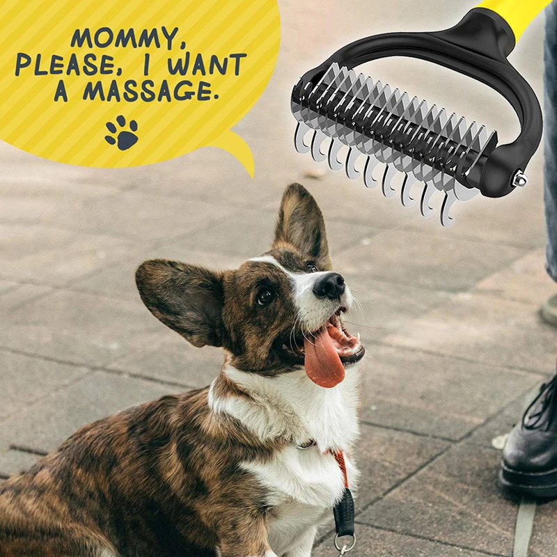 Double Sides Widened Pet Hair Remover Combs for Dogs, Hair Knot Tool, Grooming and Care Accessories