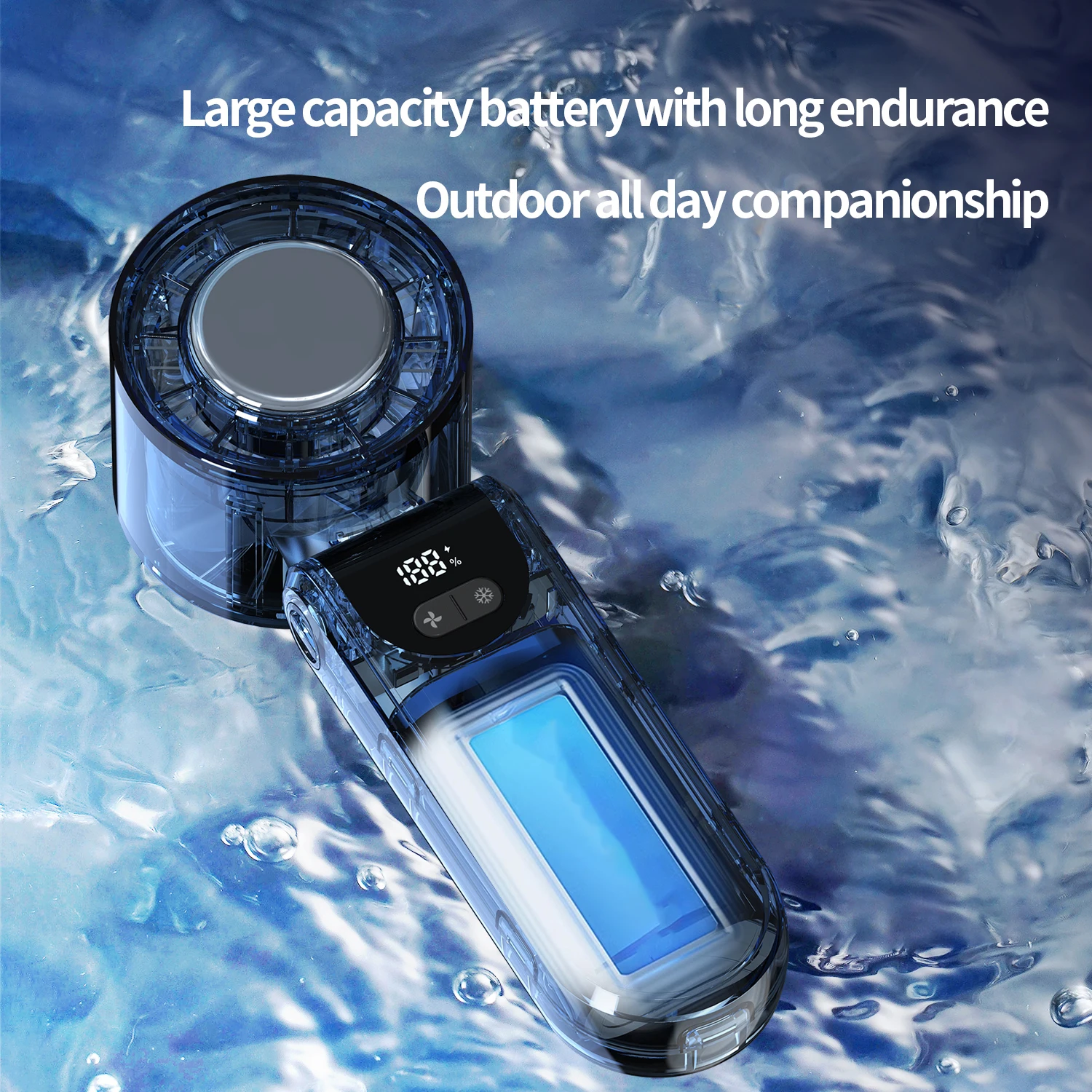 고속 냉동 기능을 갖춘 접이식 휴대용 팬 100 속도 새로운 지능형 디지털 디스플레이 냉간 압축 휴대용 팬 ﻿