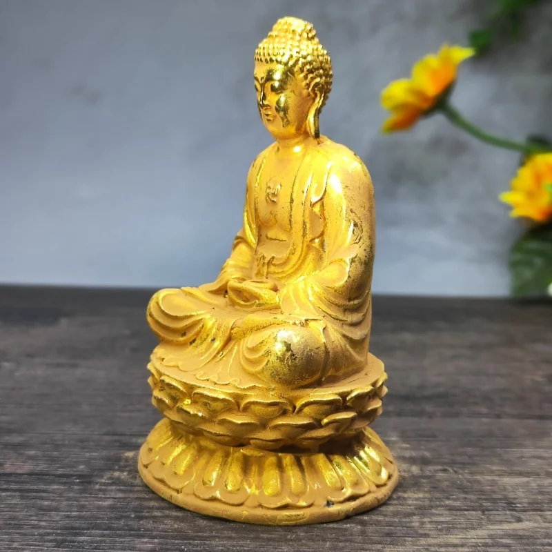 Antique Gilding Sakyamani Buddha Statue Amitabha Buddha Bhaisajyaguru Three Treasures Buddha