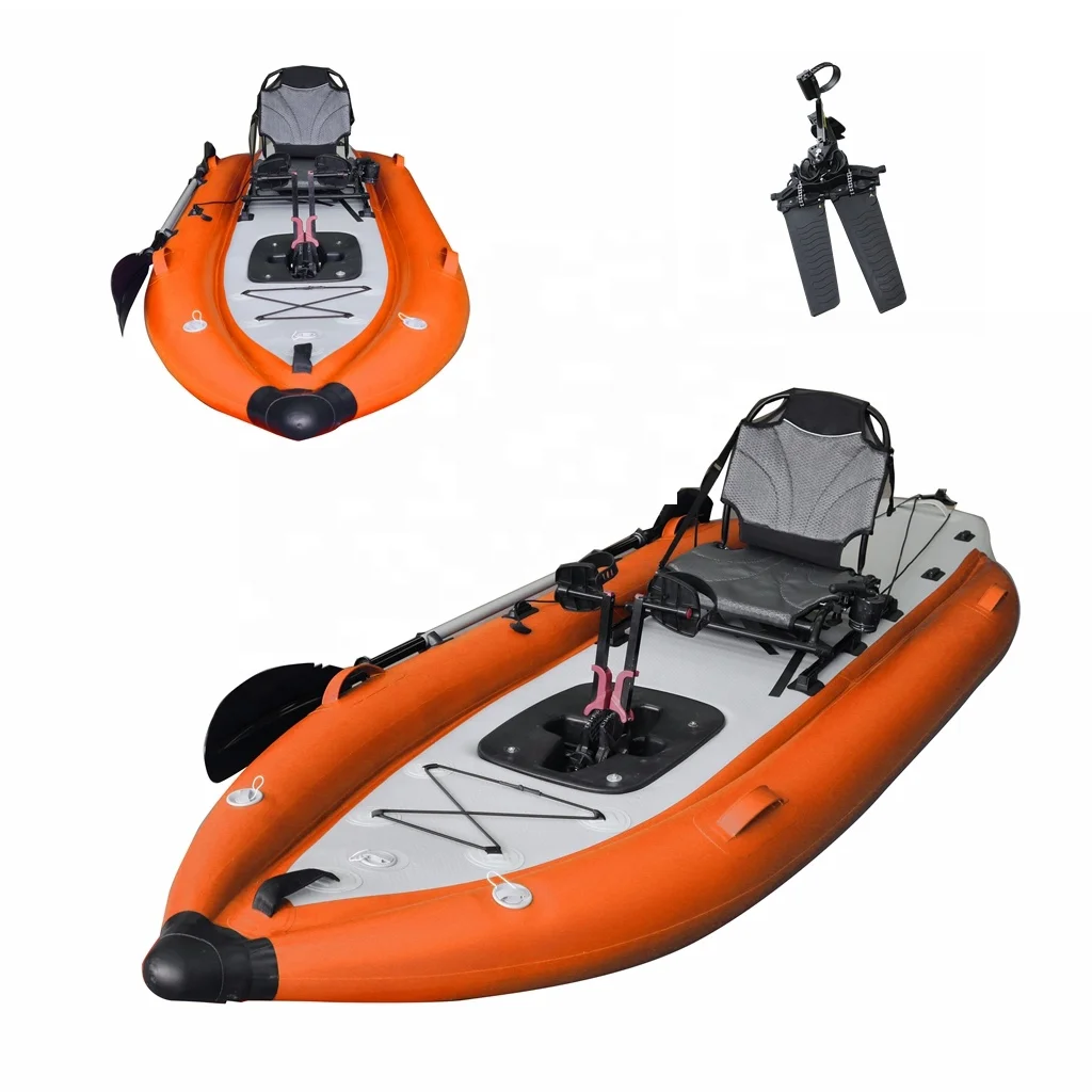 1-Person Pedal Fishing Inflatable Kayak 4m PVC Material Sit-On-Top with Pedals for Rivers 1-Year Warranty