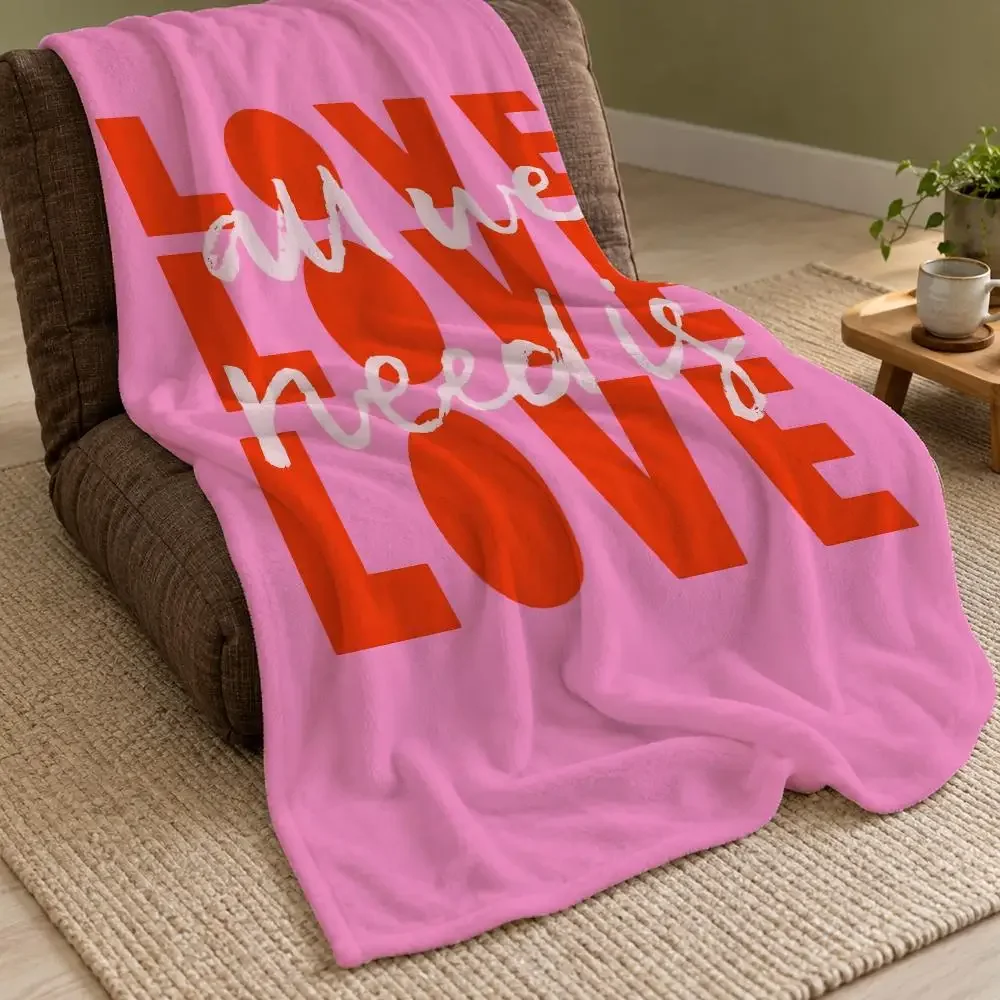 Minimalist Sunny Eclectic Love Quotes Throw Double Sided Flannel Throw Blanket Soft Warm Washable Home Decor