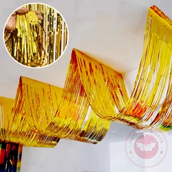 33cm×450cm 3-Fold Wave Scene Layout Wedding Celebration Color Bar Birthday Party Festival Parti Stage Decoration Rain Curtain
