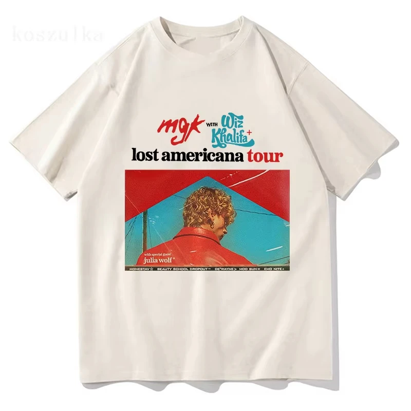 MGK Lost Americana Tour T-shirt Machine Gun Kelly Singer Graphic Tshirt Cotton Short Sleeve Casual Men/Women T Shirt Streetwear