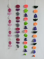 12 Pieces/Set Halloween Felt Ball Garlands Pumpkin Bat Ghost Garlands Wool Felt Decorations Felt Mobile Garlands Holiday Hangi