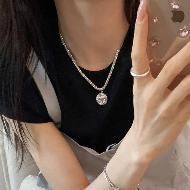 925 Sterling Silver Necklace Irregular Rough Punk Geometric Adjustable Chain for Women Girl Jewelry Gift Dropshipping Wholesale