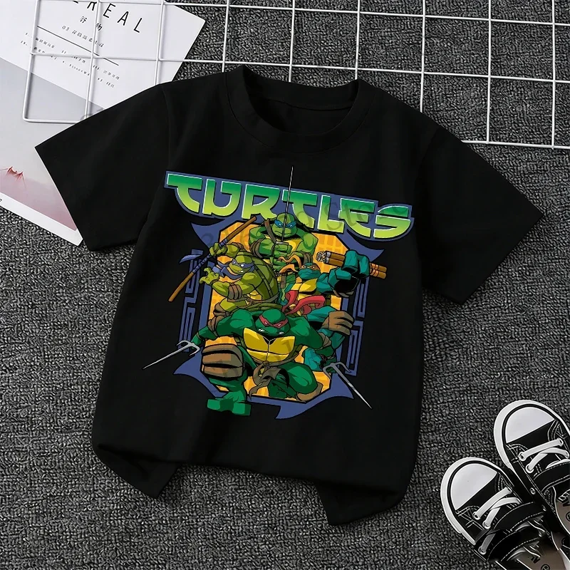 The Latest Hit Ninja Turtles Anime Series Children's 100% Pure Cotton T-Shirt, a Soft and Comfortable Summer/Autumn Top