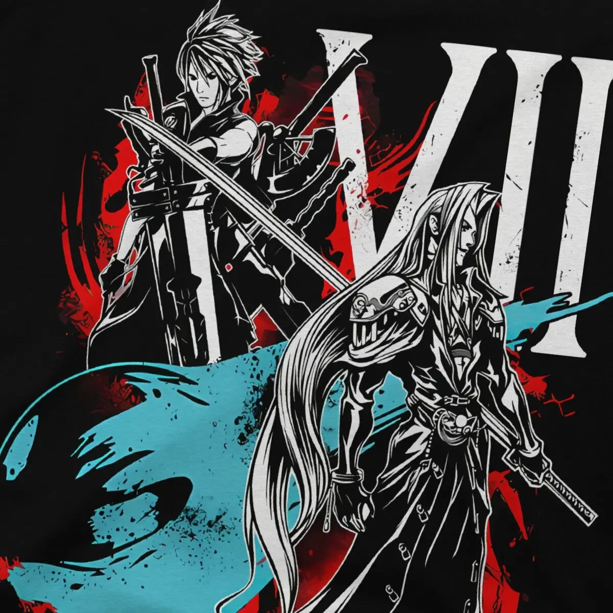 Men's T-Shirt VII Rivalry Vintage 100% Cotton Tees Short Sleeve Final Fantasy T Shirt Crewneck Tops Printed