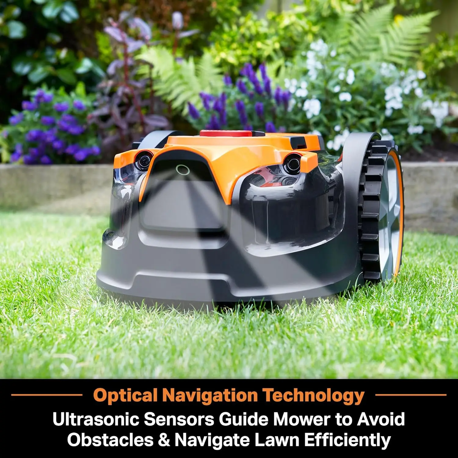 

Perimeter Wire Free Robot Lawn Mower Cuts Small Lawns 1000-2000 Square Feet with Optical Navigation