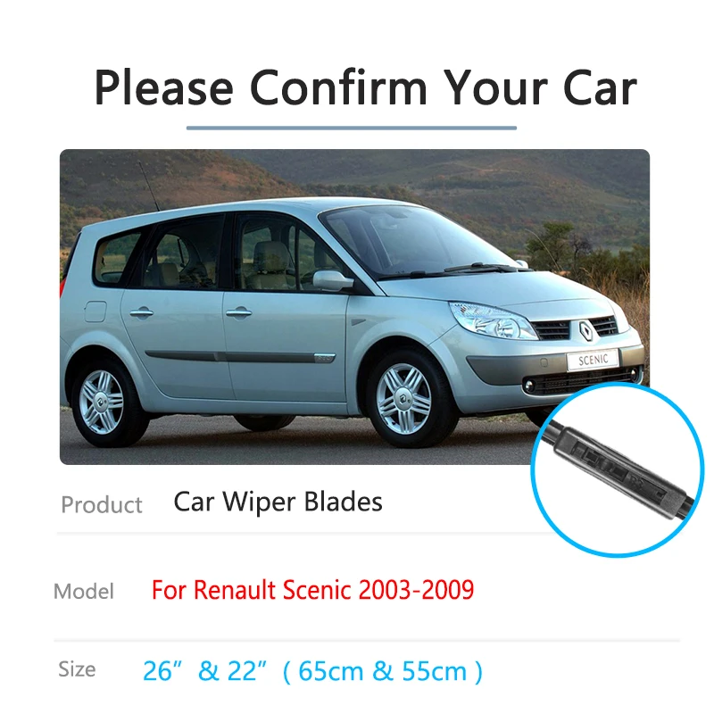 For Renault Grand Scenic 2 MK2 II 2003 2004 2005 2006 2007 2008 2009 Front Rear Set Wiper Blades Window Windshield High Quality