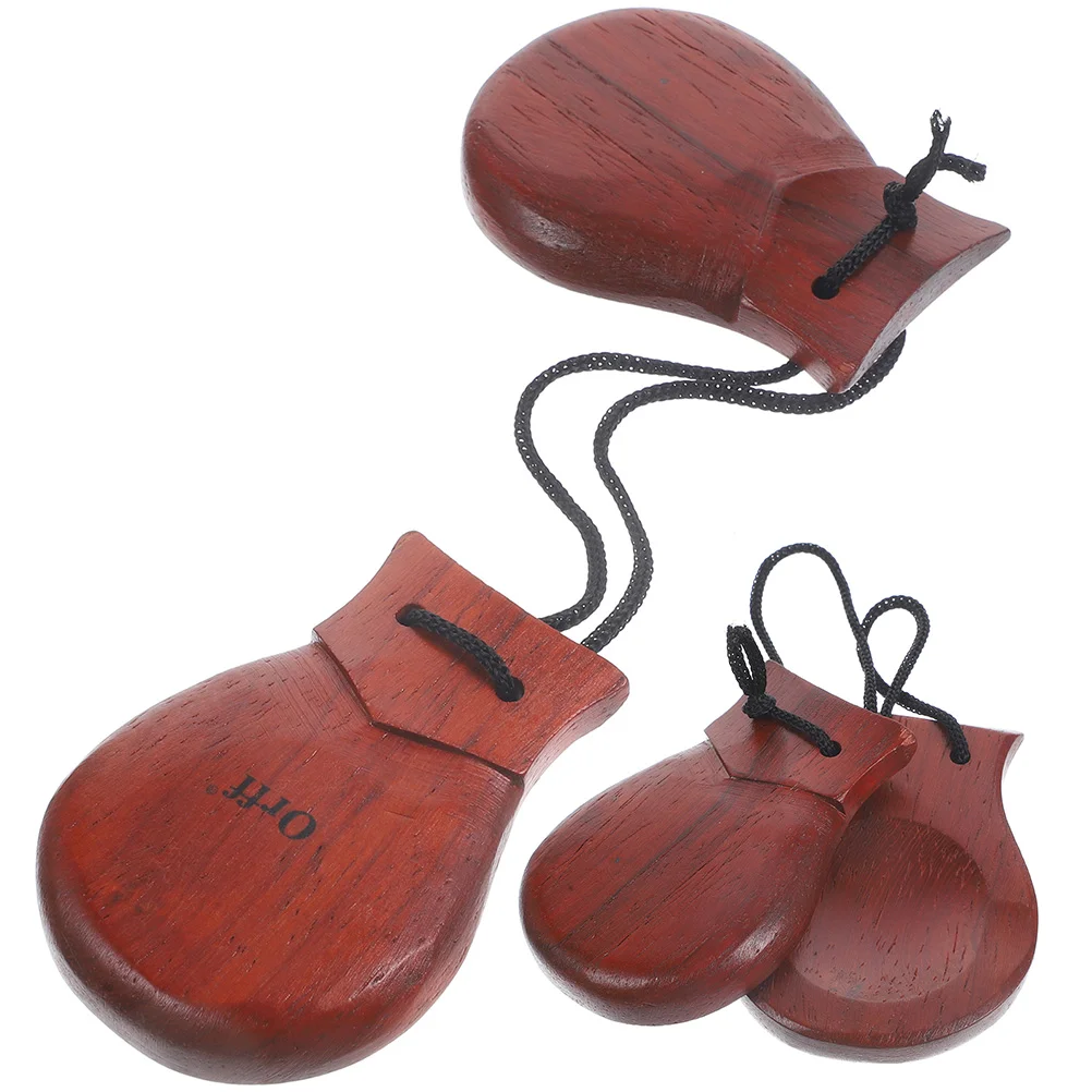1Pc Large Stemless Pear Wood Castanets Percussion Instrument Handheld Rich Clear Sound Ergonomic Design for Performance