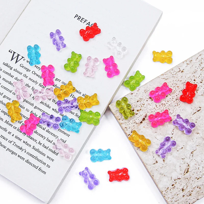 10Pcs 17*11mm Cute Resin bear Charms straight hole Bead Cartoon Bear Beads for DIY Necklace Bracelet Handmade Jewelry Accessory