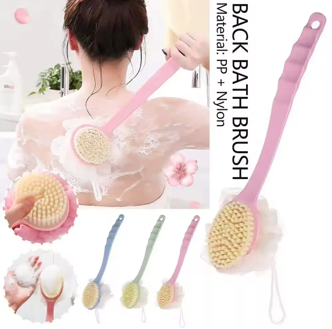 

Long Handle Bath Brush Exfoliating Back Massage Shower SPA Foam Bathroom Accessories Soft Sponge Scrubber Body Cleansing Brushes