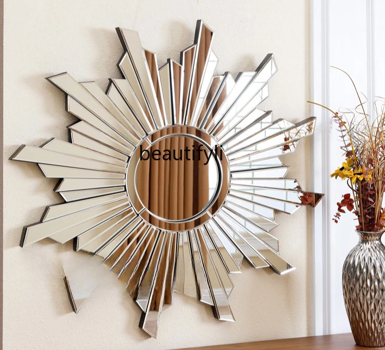 

Modern simple mirror decoration porch dining side bathroom mirror European sun wall decoration